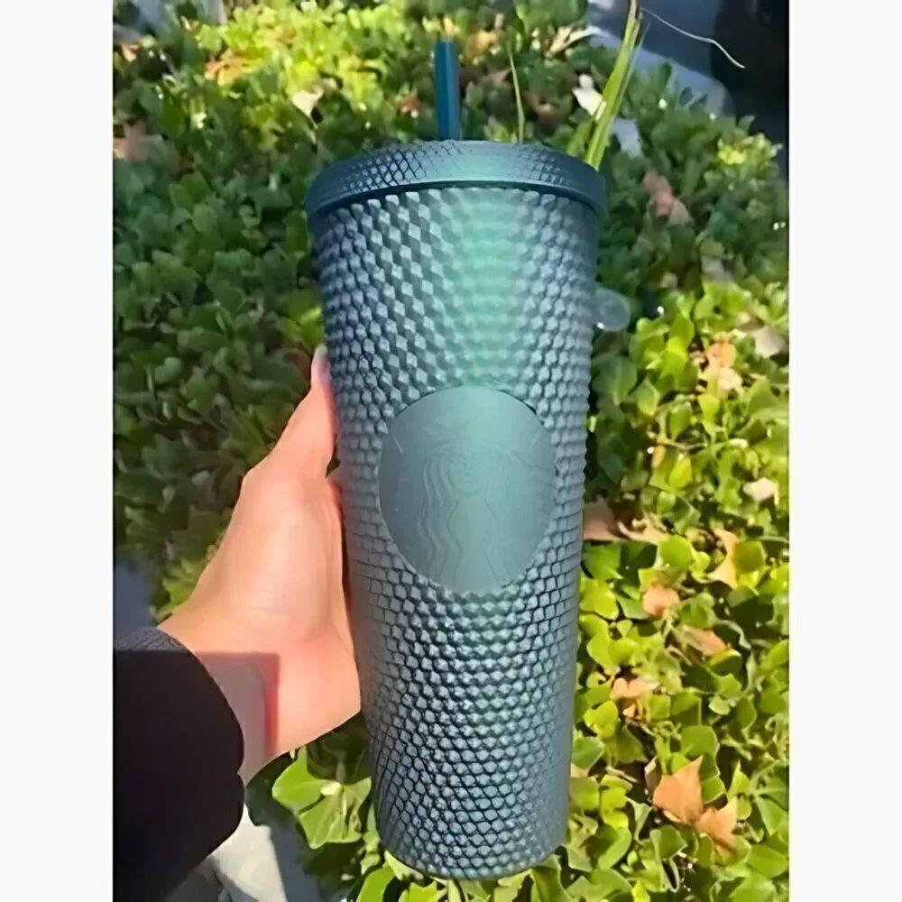 NEW Starbucks Studded Matte Forest Green 24oz Tumbler Cup